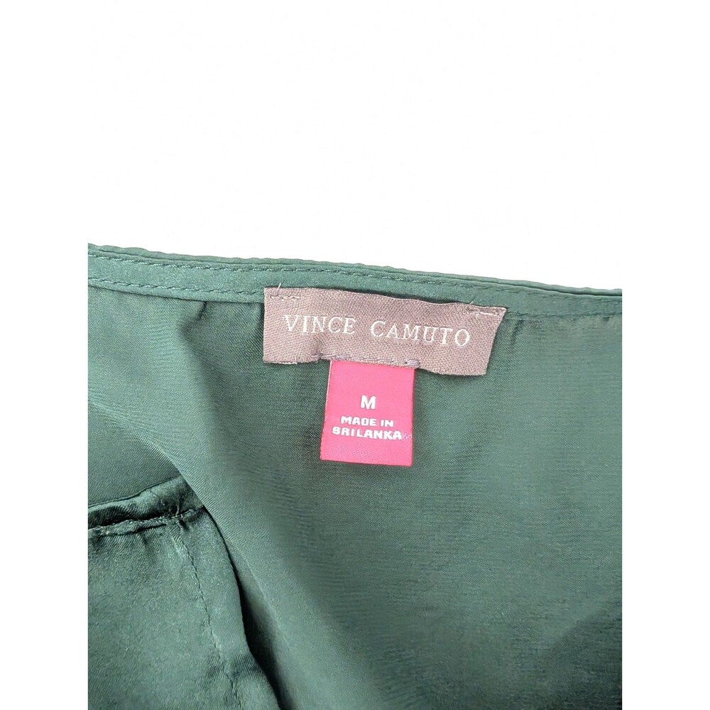 Vince Camuto Emerald Green Satin Balloon Sleeve Flowy Long Sleeve Blouse Size M - Picture 3 of 6